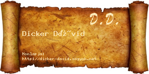 Dicker Dávid névjegykártya